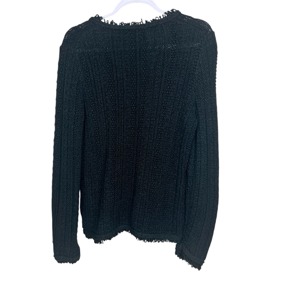 J. Crew Textured Cable-Knit Lady Jacket with Fringe Small Black - Picture 3 of 10